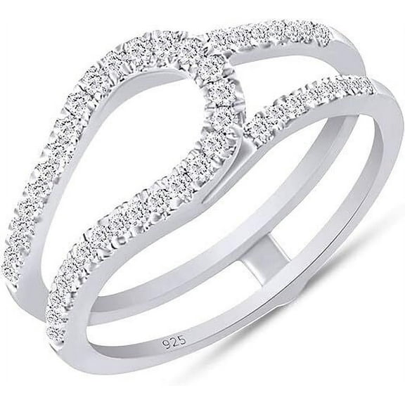 Curve Enhancer Guard Wrap Diamond Ring 2.1 Ct Simulated Diamond 14K White Gold Over