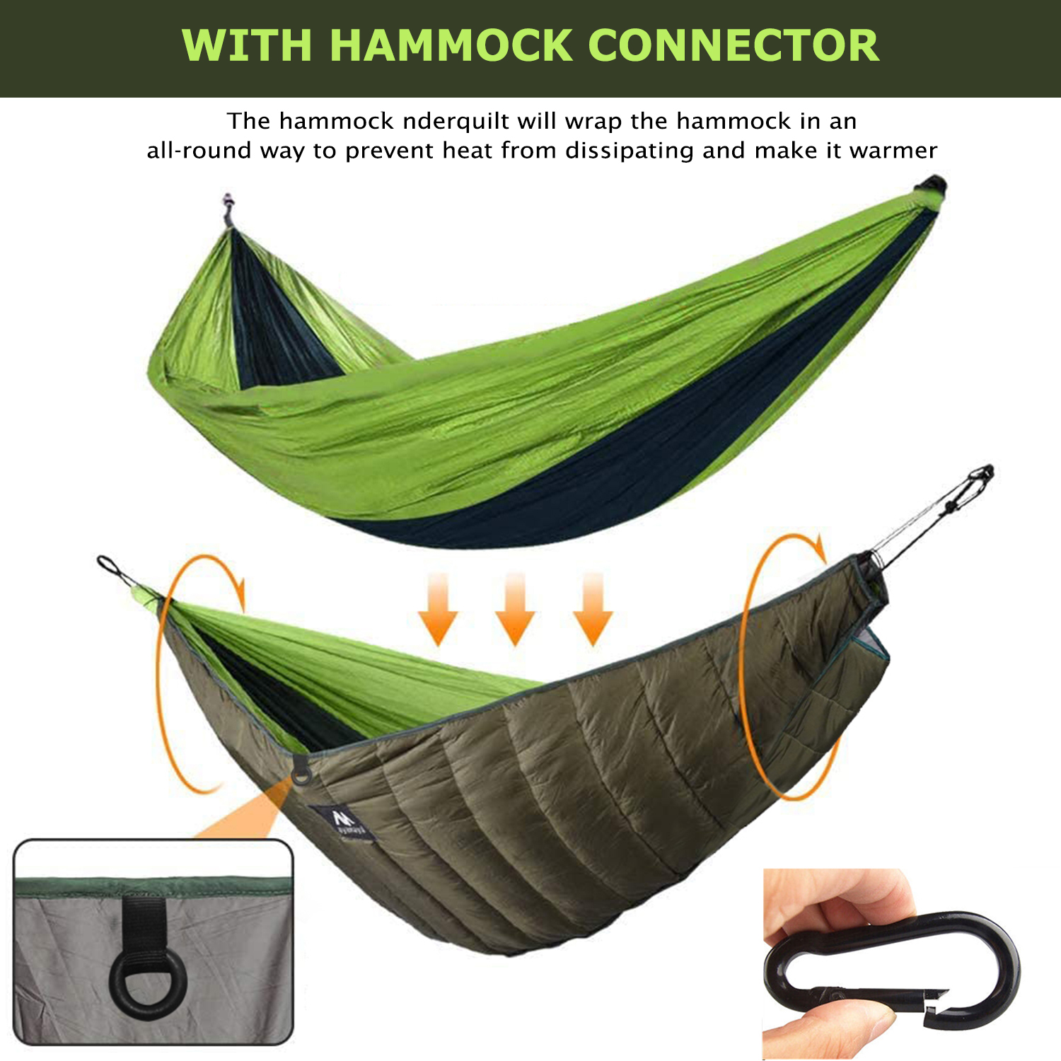 Ultralight Hammock Underquilt, Portable Large Single & Double Camping Quilt for Hammocks Great for Outdoor Hiking Backpacking Travel