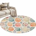 thumbnail image 2 of Round Area Rug 3ft, Easter Watercolor Egg Retro Linen Non-Shedding Washable Area Rug, Spring Gradient Leaves Non Slip Low-Profile Circle Rugs for Living Room, Bedroom Dining Room, 2 of 9
