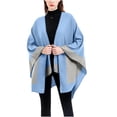 thumbnail image 3 of Womens Winter Clothes Womens Fashion Autumn Winter Color Matching Cloak Sweater Shawl Tops, 3 of 4