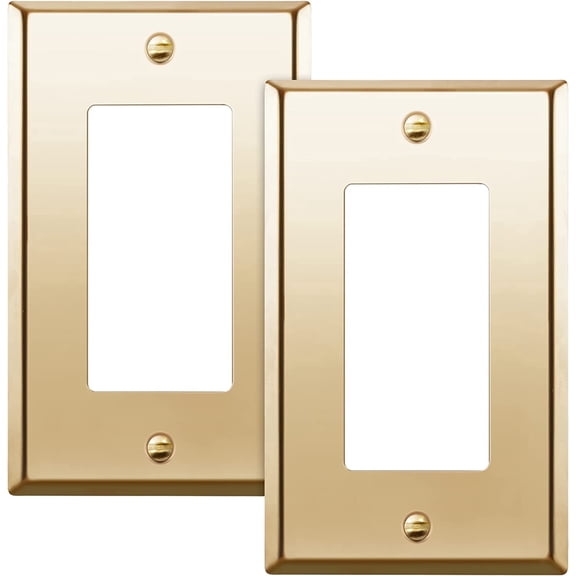 ENERLITES Decorator Switch Metal Wall Plate, Stainless Steel Outlet Cover, Corrosion Resistant, Size 1-Gang 4.50" x 2.76", 7731-PB-2PCS, Polished Brass, Gold, 2 Pack
