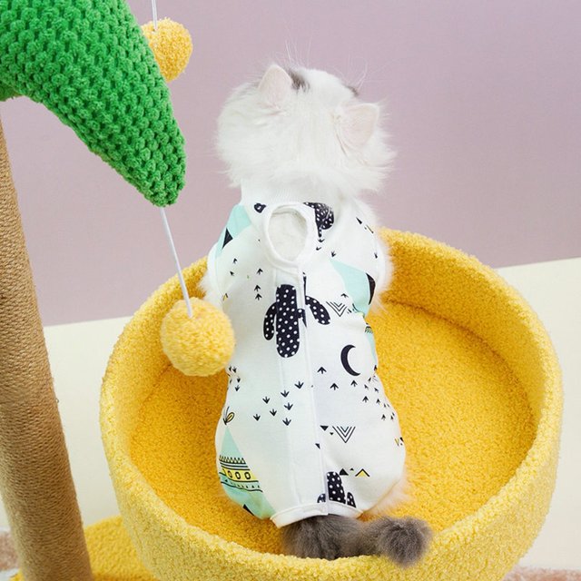 CBFFDC Hook And Loop Clothing Neutering Suit Cartoon Pattern Elastic Weaning Clothes Soft Breathable Jumpsuit with Hook And Loop Closure