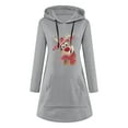 thumbnail image 3 of Noël Femmes Sweat-Shirt Chaud Col Rond Cardigan Vacances Imprimé Pull Mi Longueur Fermeture Outwear Capuche Mode Veste Manches Longues Xmas Pull, 3 of 6