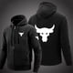 thumbnail image 4 of 2024 Spring Autumn Men's Dwayne Johnson Brahma Bull Tattoo Logo Printed Classic Zipper Solid Color Sports Casual Loose Hoodies, 4 of 5