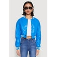 thumbnail image 2 of Womens Daisy Faux Leather Cropped Bomber Jacket, 2 of 5