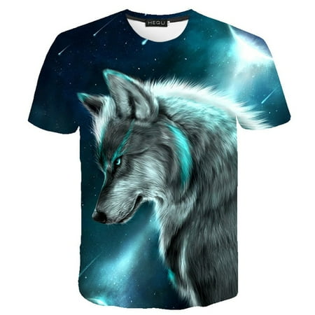 TURNTABLE LAB 2019 New Summer Fashion Men Casual 3D T Shirt Cool Wolf 3D Print Tops Graphic Tee T-Shirts (The Best Turntable For Casual Listening)