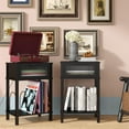 thumbnail image 5 of End Table Black, 2 Tier Record Player Stand with Storage, Side Table with Record Holder Up to 100 Albums, Turntable Stand for Vinyl,Records Shelf for Living Room Bedroom nightstand, 5 of 11