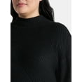 thumbnail image 4 of Terra & Sky Women’s Plus Diagonal Ribbed Mock Neck Sweater, Lightweight, Sizes 0X-5X, 4 of 5