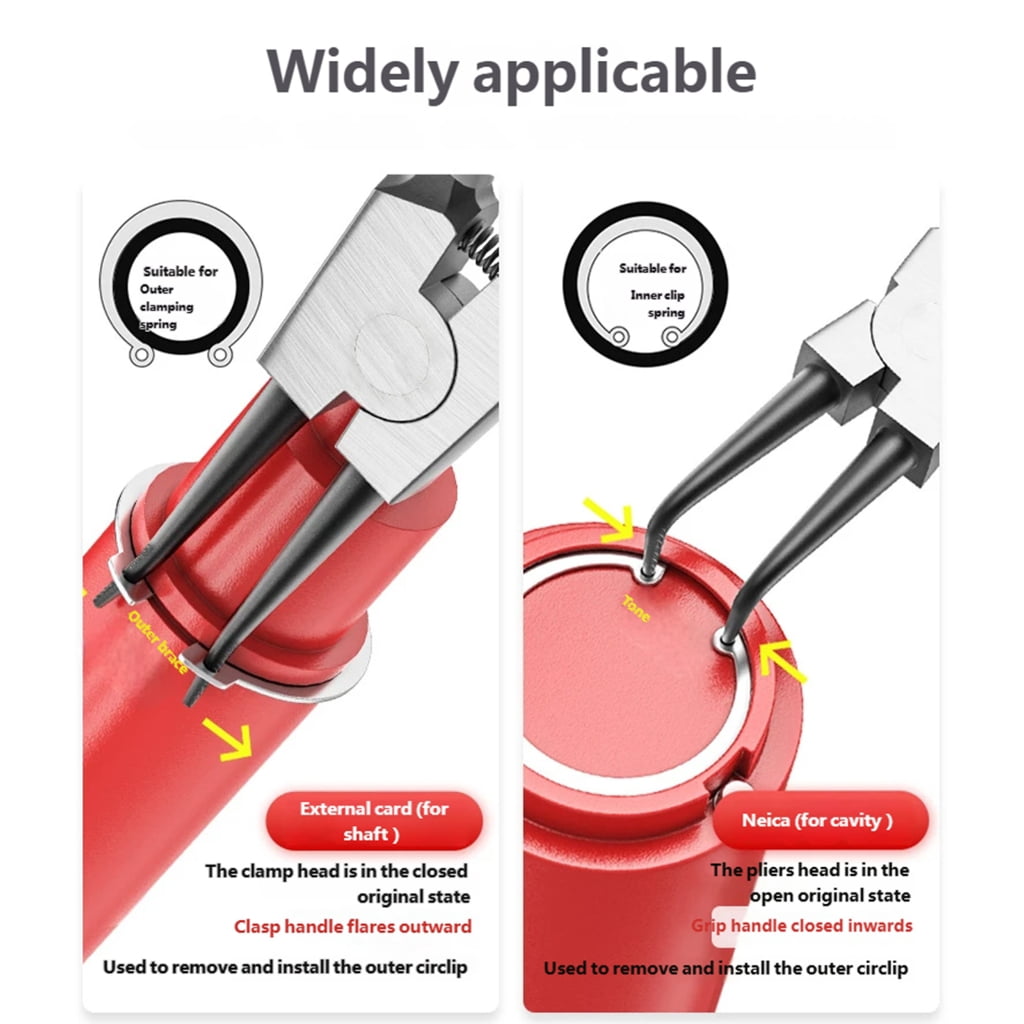 Pack of 4 Circlip Pliers Professional Snap Rings Pliers Heat Treated Steel Construction Four Head Types Spring Mechanism