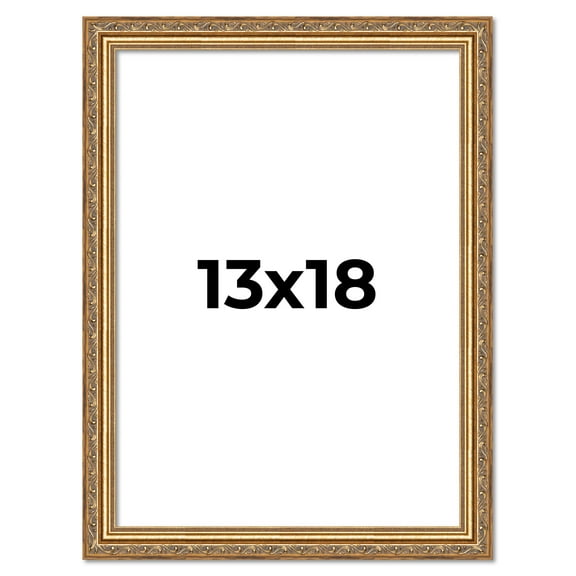 13x18 Frame Gold Solid Wood Picture Frame Width 1.25 Inches | Interior Frame Depth 0.375 Inches |