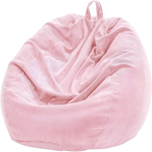 AUQ 3 Ft Bean Bag Chair Cover (No Filler) 35"×43"Large Stuffed Animal Storage Bean Bag Washable Big Beanbag Chair Cover Premium Corduroy Stuffable Bean Bag Cover for Adults,Kids,Pink 300L