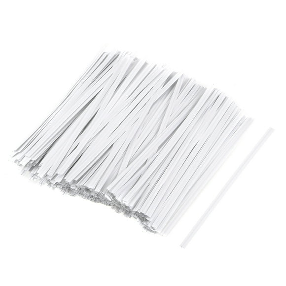Uxcell 200Pcs Long Strong Paper Metallic Twist Ties for Tying Bread Candy Cookies Gift Bags Arts Crafts Ties White 4.7"