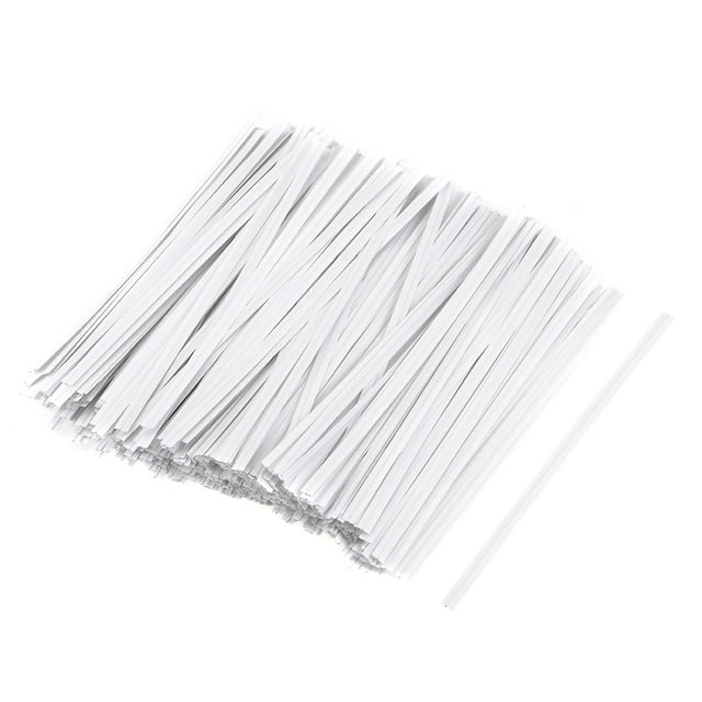Uxcell 200Pcs Cintas de Torsión Metálicas de Papel Largas y Fuertes para Atar Pan, Dulces, Galletas, Bolsas de Regalo, Manualidades, Cintas Blancas 3.94"