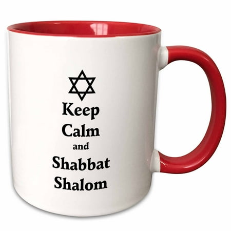 

3dRose Image of Keep Calm and Shabbat Shalom - Two Tone Red Mug 11-ounce