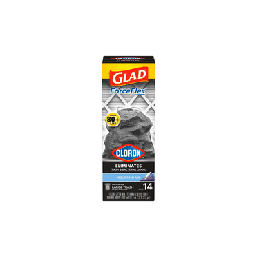 1 Pack Glad ForceFlex Clorox Large Trash Bags Mountain Air Scent, 30 Gal, 14ct