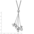 thumbnail image 2 of 10mm 925 Sterling Silver Rhodium Plated Beaded Adjustable Necklace 30 Inch Pendant Necklace for Women, 2 of 2
