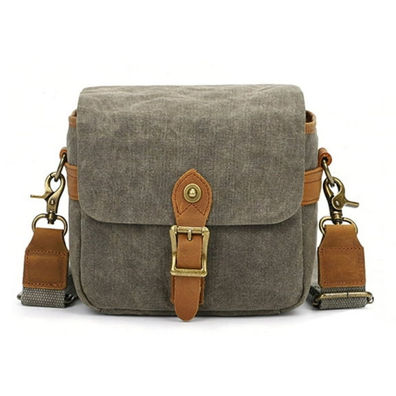 Canvas SLR Camera Bag Mini Single Messenger Bags Waterproof Wear- Shoulder Photography Backpacks Green