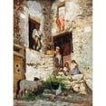 thumbnail image 2 of Aurelio Tiratelli 19x24 Gold Ornate Framed and Double Matted Museum Art Print Titled - Playing on the Steps of an Italian Villa, 2 of 4