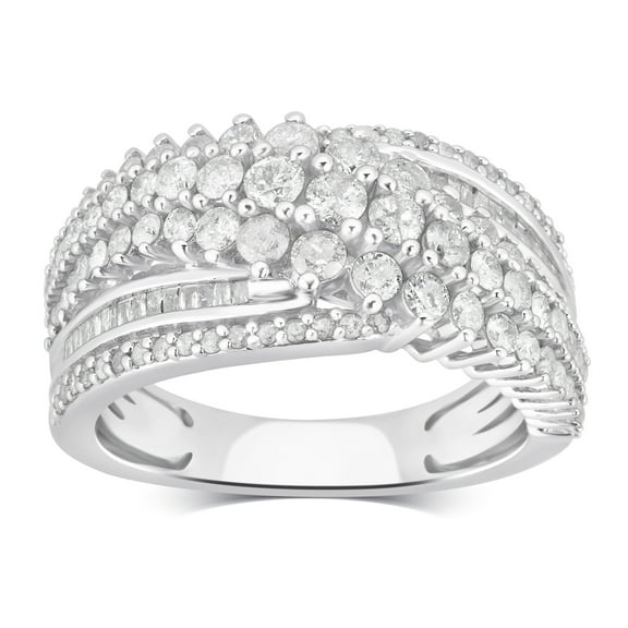 Arista 1 1/2 Carat T.W Diamond Multi Row Anniversary Ring in Sterling Silver (I-J, I2-I3)