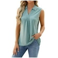 thumbnail image 3 of FAIWAD Womens Summer Sleeveless Tank Tops Trendy Lapel V Neck T Shirt Casual Dressy Blouse Tops, 3 of 5