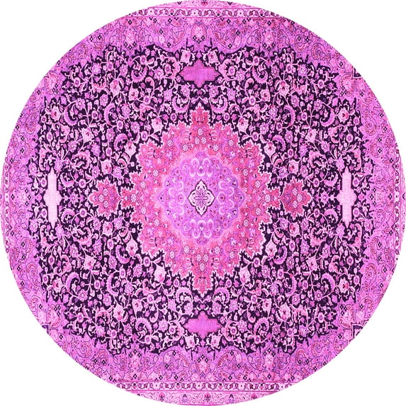 Ahgly Company Indoor Round Medallion Pink Traditional Area Rugs, 6' Round