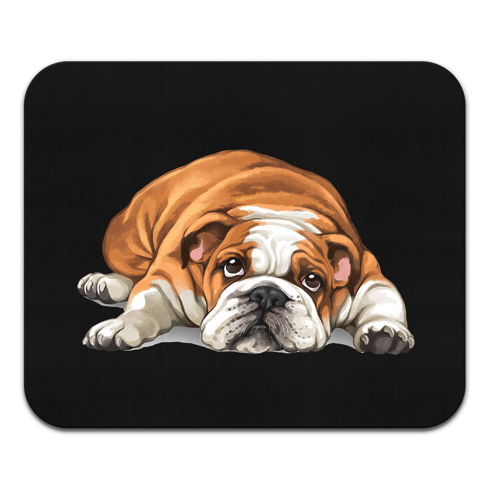 FINCIBO Rectangle Standard Mouse Pad, Non-Slip Mouse Pad for Home, Office, and Gaming Desk, English Bulldog Dog Lying Down Looking Up - image 2 of 5