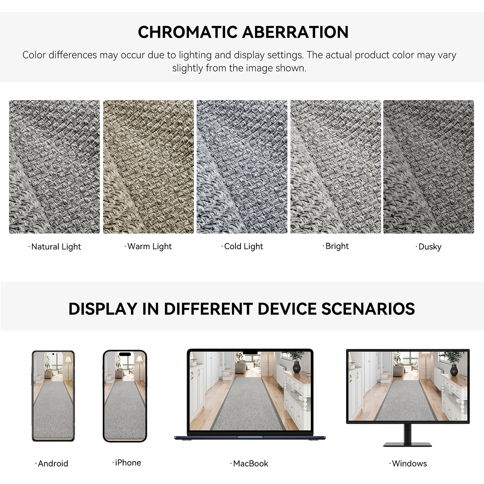 QiCaiJia Hallway Runner Rug 2x5 ft Gray Jute Like Kitchen Runner Mat Rugs Non Slip, Woven Soft Entryway Farmhouse Runner Boho Floor Carpet for Indoor Laundry Hall Backdoor Bedroom Living Room