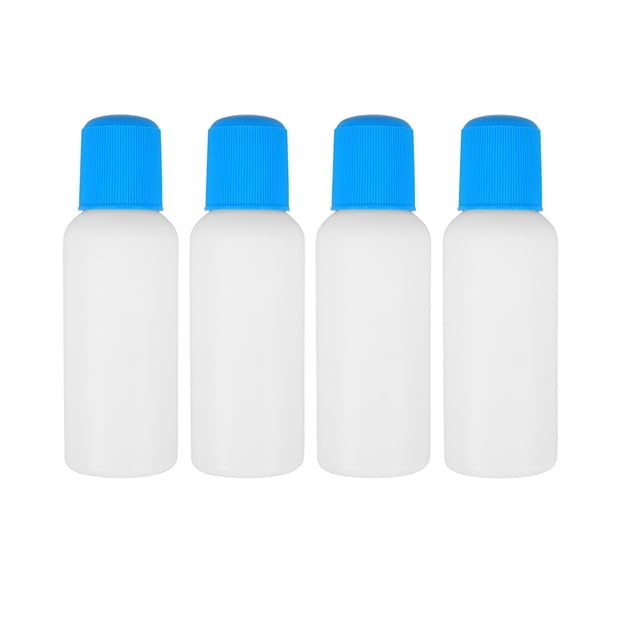 ColoMX 4 Uds. Botellas aplicadoras de cabeza de esponja, botellas de líquido de plástico de 100ml, botellas de medicina líquida vacías, contenedor de cosméticos de viaje recargable