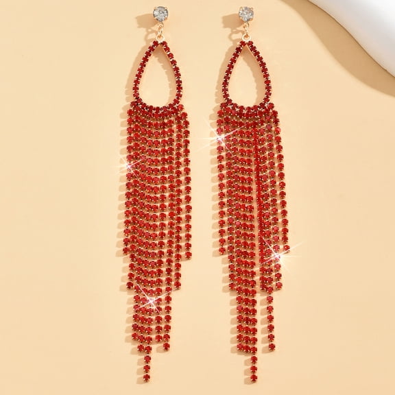 Sunyuer Rhinestone Earrings Dangling for Women Chandelier Statement Tassel Earrings Sparkly Drop Cubic Zirconia Crystal Earrings Long Dangle Costume Jewelry