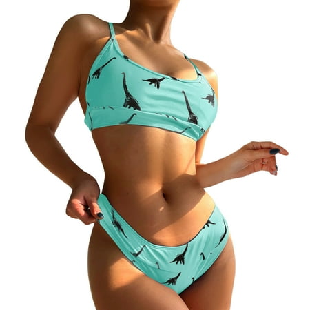 

Larisalt Womens Tankini Bathing Suits Women Tankini Swimsuit Scalloped Hipster Backless Two Piece Bathing Suit Mint Green M