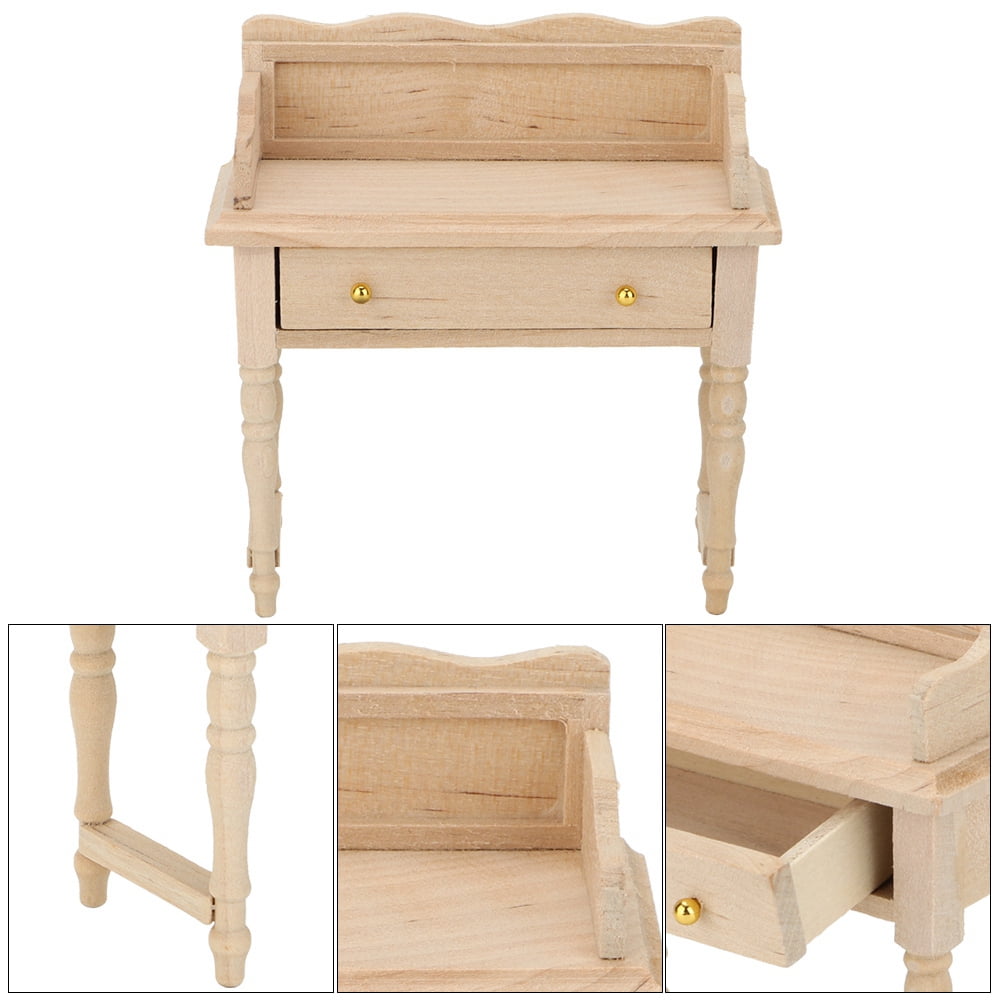VICASKY Décoration de maison miniature à l'échelle 1:12 Mini bureau miniature en bois figurine de table pour maisons de poupées