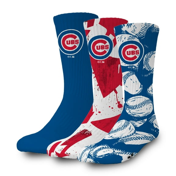 ISlide Chicago Cubs Three-Pack Lifestyle Crew Socks Set