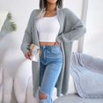 thumbnail image 2 of Ladies Cardigan Long Line Knitted Chunky Balloon Sleeve Open Front Sweater, 2 of 8