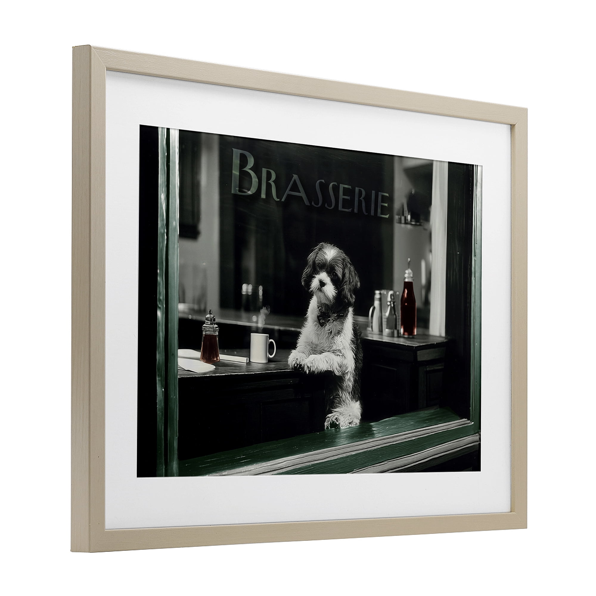 Stupell Industries Brasserie Vintage Dog in Window Birch Framed Print Under Glass, design by Annabelle Hall
