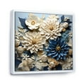 thumbnail image 2 of Designart "Minimalistic White And Blue Zinnias III" Zinnias Floater Framed Canvas Art Print, 2 of 5