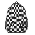 thumbnail image 3 of Black and White Checkered Pattern Backpack for School, Cute School Bag with Adjustable Shoulder Straps and Padded Back, 16.9"x12.6"x5.9", 3 of 5