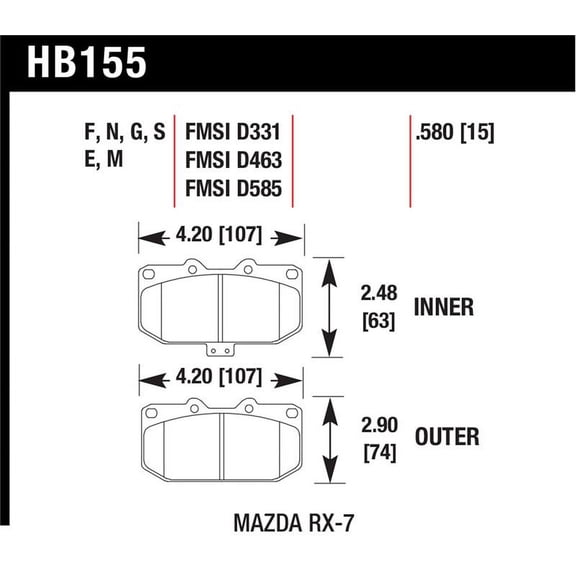 Hawk 1990-1990 Mazda RX-7 GXL (w/Elec Adjust Susp) HPS 5.0 Front Brake Pads