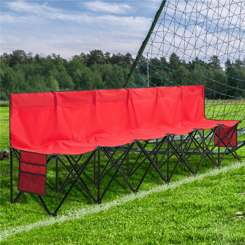 Renwick 6 Seats Portable Folding Bench for Sports Camping, Red