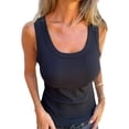 thumbnail image 3 of Womens Sleeveless Square Neck Tank Tops Racerback Workout Top Ribbed Knit Slim Casual Clothes Black L, 3 of 8