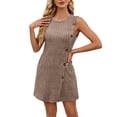 thumbnail image 3 of HVOBTTY Summer Women's Sleeveless Mini A-Line Dress Solid Color Round Neck Side Button Casual Daily Out Wear, 3 of 5