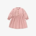 thumbnail image 2 of Odeerbi Toddler Girls Cotton Dress Princess Dress Long Sleeve Round Neck Dress Children Printed Dress Pink, 2 of 6