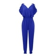 thumbnail image 4 of Riforla Jumpsuit for Womens Dressy Casual 2024 Romper Cold Shoulder Outfits for Summer Jumpsuits for Women Blue M, 4 of 6