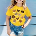 thumbnail image 2 of Zhuashum Hauts 6-7 Ans pour Filles Couleur Unie Graphique Dessin Animé Col Rond Manches Courtes Tee Basiques d'Été Tenues Rétro Jaune, 2 of 4
