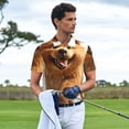 thumbnail image 3 of Fotbe Happy Fluffy Running Dog Pattern Men’s Golf Polo Shirt – Breathable Performance Golf Shirt with Button-Down Collar-Small, 3 of 6