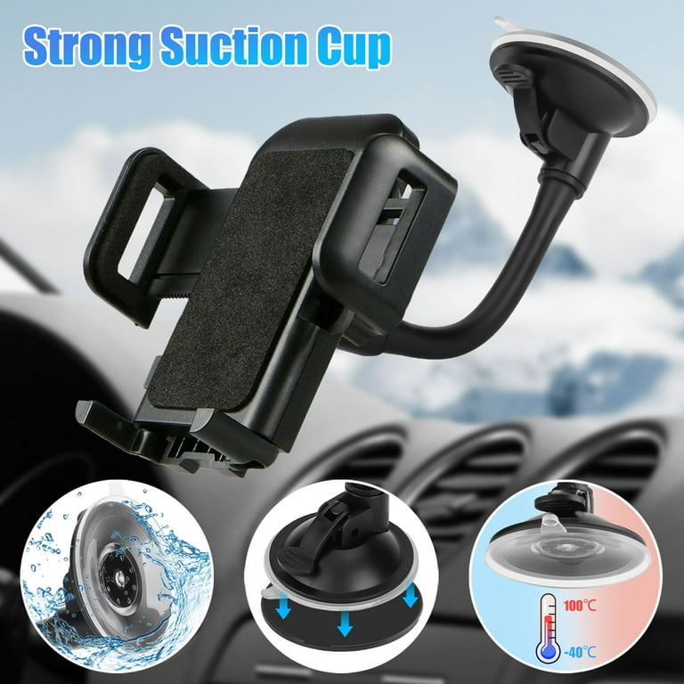 TSV Universal Car Windshield Dashboard Suction Cup 360 Degree Mount Holder  Stand for Cellphones iPhone Android, Long Arm Car Phone Holder Windscreen