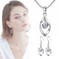 thumbnail image 3 of KDSJSXW Wedding Jewelry Zircon Necklaces And Earrings Set for Women Diamond Pendant Fashion Jewelry Anniversary Birthday Valentine's Day Gifts Gold Dainty Necklace (Silver,One Size), 3 of 6