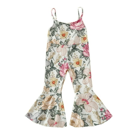 

Youmylove Toddler Kids Girls Fashion Ribbed Flower Suspender Pants Trousers Jumpsuits Autumn Cute Clothes
