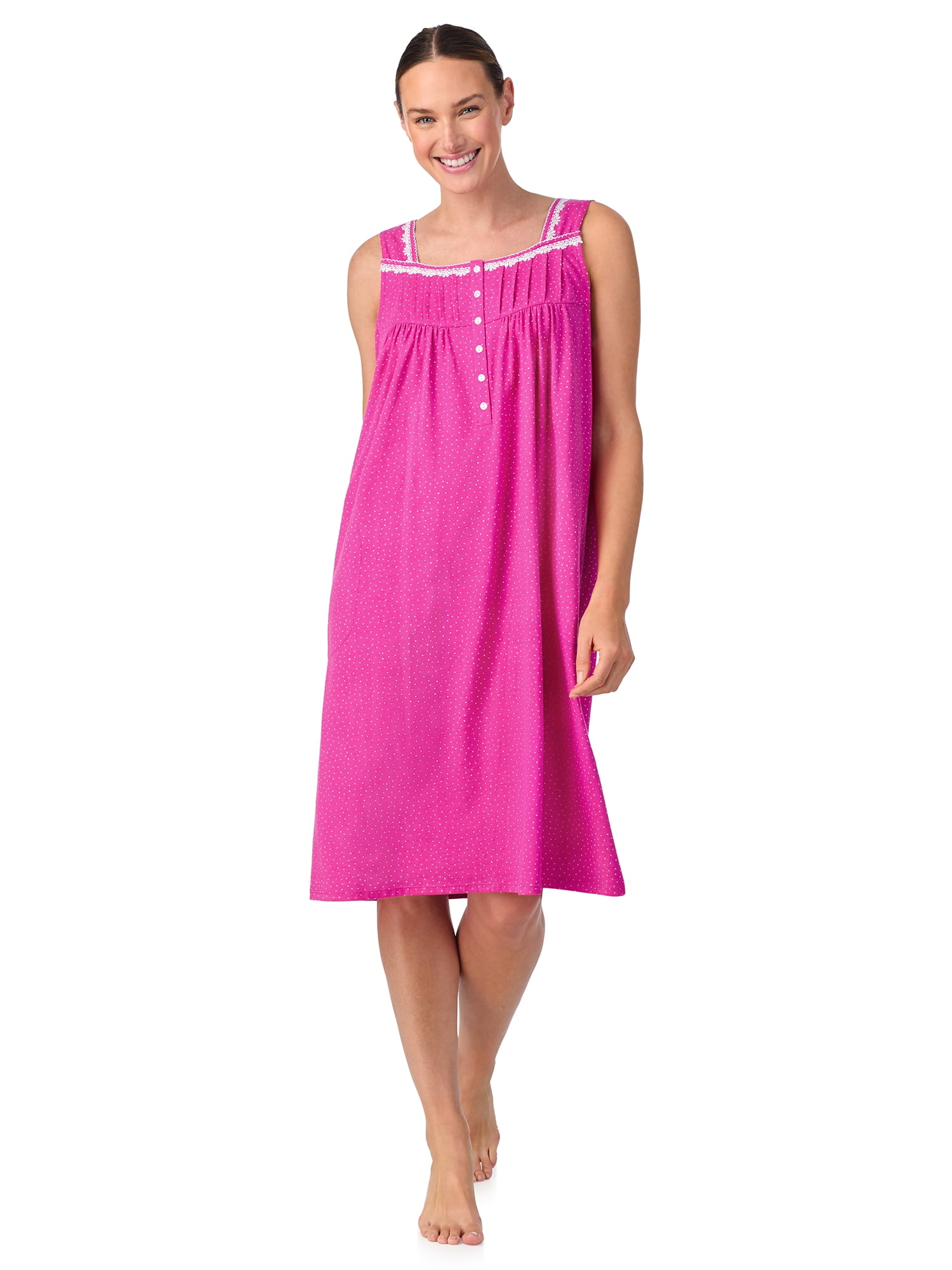 Aria Women's 100% Cotton Sleeveless 40" Nightgown, Sizes XS-5X