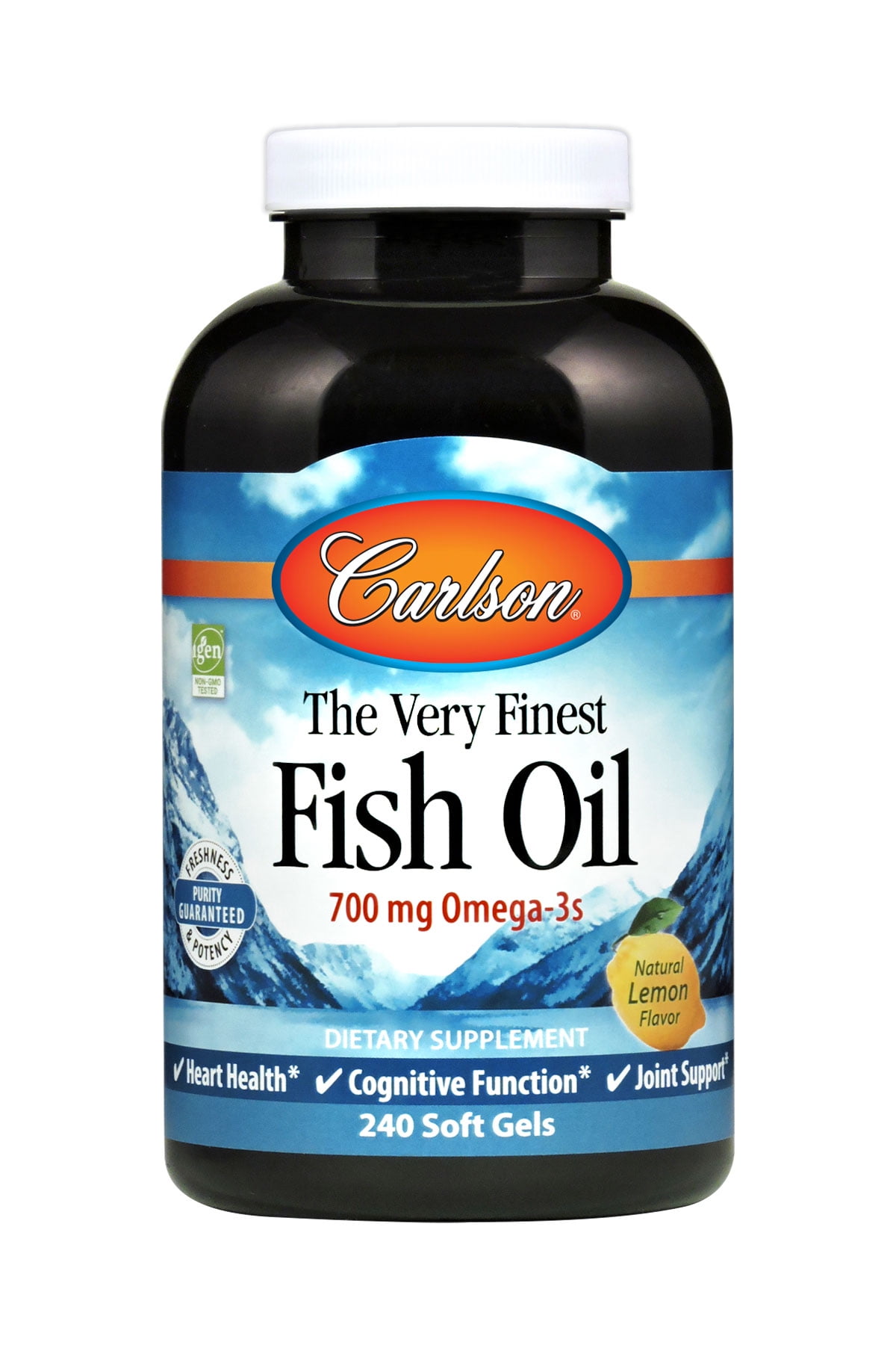 Carlson Labs The Very Finest Fish Oil Softgels, Lemon, 1000 Mg, 240 Ct