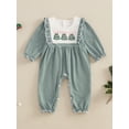 thumbnail image 2 of ZINTAOZT Newborn Baby Girls Christmas Stripe Ruffle Jumpsuit Long Sleeve Embroidery Romper 3M 6M 12M Xmas Clothes, 2 of 8